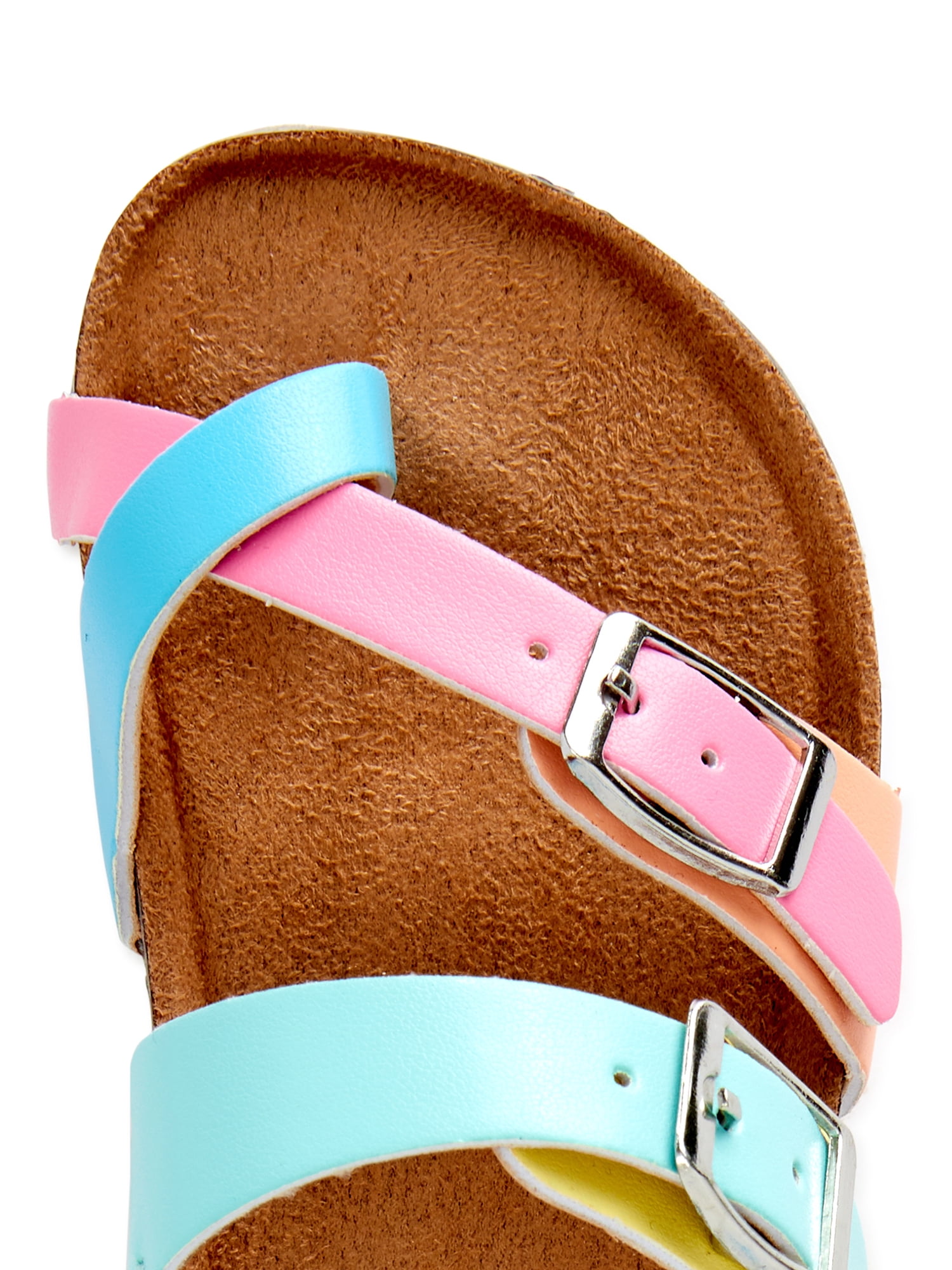 Wonder Nation Toddler Girls Colorblock Toe Post Back-Strap Footbed Sandals