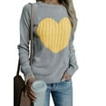 thumbnail image 2 of Saodimallsu Womens Knit Long Sleeve Cable Heart Patch Sweaters Jumper Tops, 2 of 3