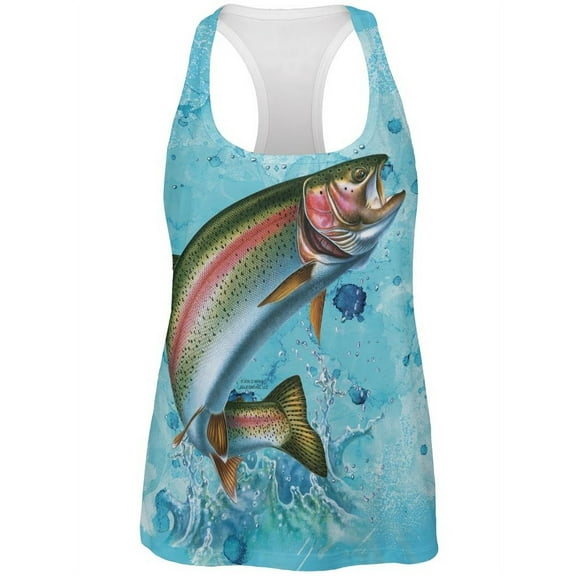 Rainbow Trout Jumping Splash All Over Womens Work Out Tank Top Multi SM