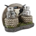 thumbnail image 6 of Rustic Western Wagon Wheel Ropes Longhorn Cow Skull Salt Pepper Shakers Holder, 6 of 8