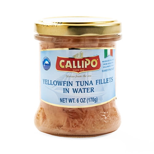 Italian Yellowfin Tuna in Spring Water in Glass Jar by Callipo (7 ounce