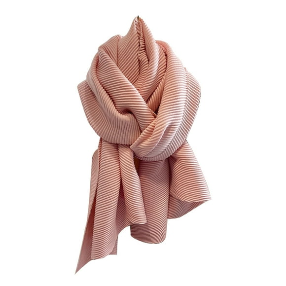 Qarigey Lujosa bufanda plisada de un solo color para mujer, elegante, versátil, suave y cómoda Accesorios de disfraces Rosa claro