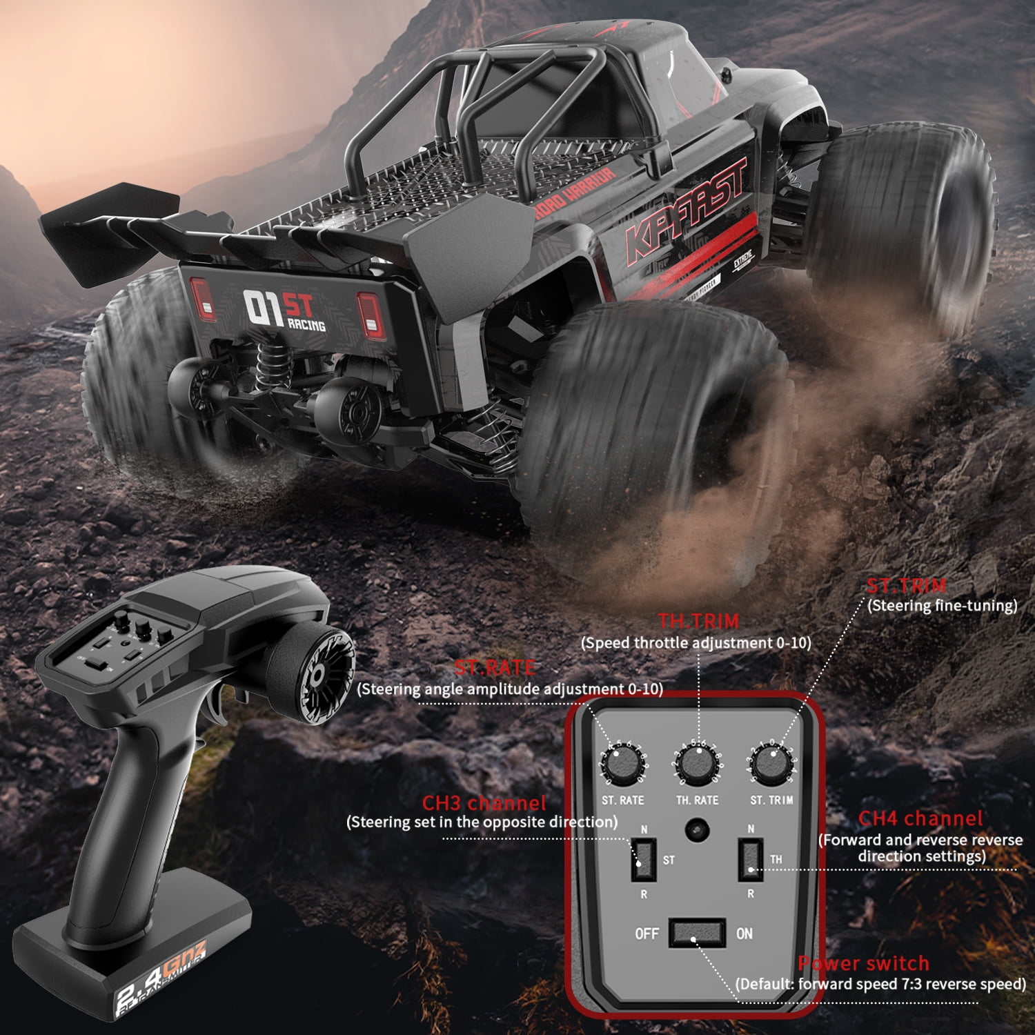1/14 Brushless RC Cars for Adults, 50 MPH RC Truck 4wd Offroad Waterproof, Electric Powered High Speed RC Car, All Terrain RC Truggy for Snow,Sand & Mud