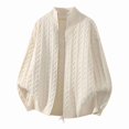 thumbnail image 3 of Kukoosong Men's Stand Collar Full Zip Cable Knit Cardigan, Solid Color Long Sleeve Sweater Jacket with Ribbed Cuffs, Relaxed Fit Warm Outerwear for Fall Winter Daily Wear, 3 of 7