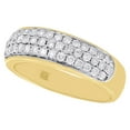 thumbnail image 3 of Mens 10K Yellow Gold Round Diamond Dome Wedding Band Pave 3 Row Ring 6.75mm 1 Ct, 3 of 5