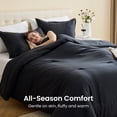 thumbnail image 2 of Sleep Zone 85gsm Luxury Plush Solid Microfiber Comforter Set, All Season Ultra Soft Bedding, Full Black, 2 of 10