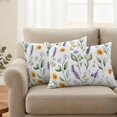 thumbnail image 2 of Spring Yellow Pillow Covers 2 Pack Daisy Lavender Leaf Floral Pillowcase Waterproof Outdoor Throw Pillow Cover for Patio Balcony Rectangular Cushion 20”x12”, 2 of 9