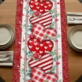 thumbnail image 5 of Table Runners 72 Inches Long Dress Scarves, Valentine's Day Farmhouse Kitchen Table Runner, Coffee Tablerunners, Red Love Heart Eucalyptus Romance Striped 16x72 Inch, 5 of 9