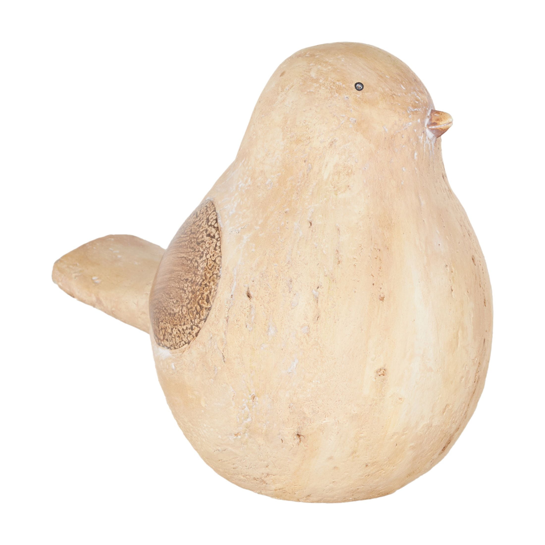 DecMode 9" Sitting Bird Garden Sculpture with Brown Accents