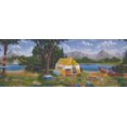thumbnail image 2 of Camp Site Tent Mountain River Black Bear Racoon Nature Wallpaper Border Retro Design, Roll 15' x 9", 2 of 3