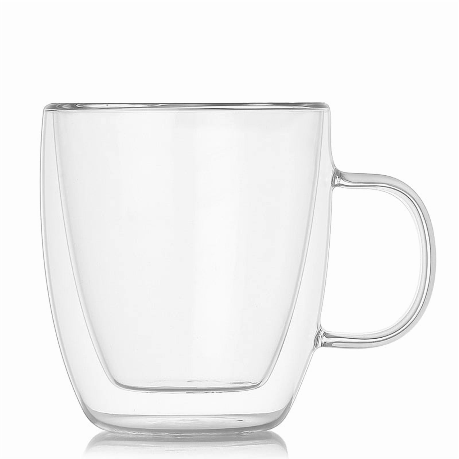 Double Wall Glass Coffee Mugs 350ml with Bamboo Lid , Glass Coffee Cups   with Handle, Insulated Clear Coffee Mug, Perfect for Latte, Cappuccino, Espresso, Hot Beverage, Tea