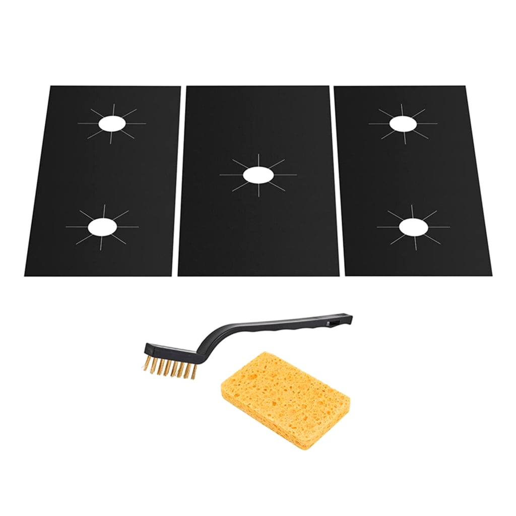PatungKu High Temperature Resistant Kitchen Range Splatter Guard 5-Hole Gas Stove Pad Non Stick Stovetop Protector Liner