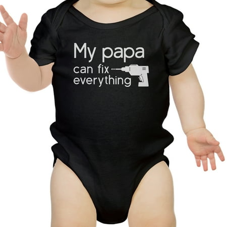 

My Papa Fix Black Cute Baby Bodysuit Unique Fathers Day Gifts For Dad