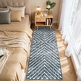 thumbnail image 3 of HIWEAVER Modern Geometric Striped Non Slip Runner Washable 2' x 6' Throw Rug for Hallway Enterway Neutral Indoor Dark Gray Carpet, 3 of 8