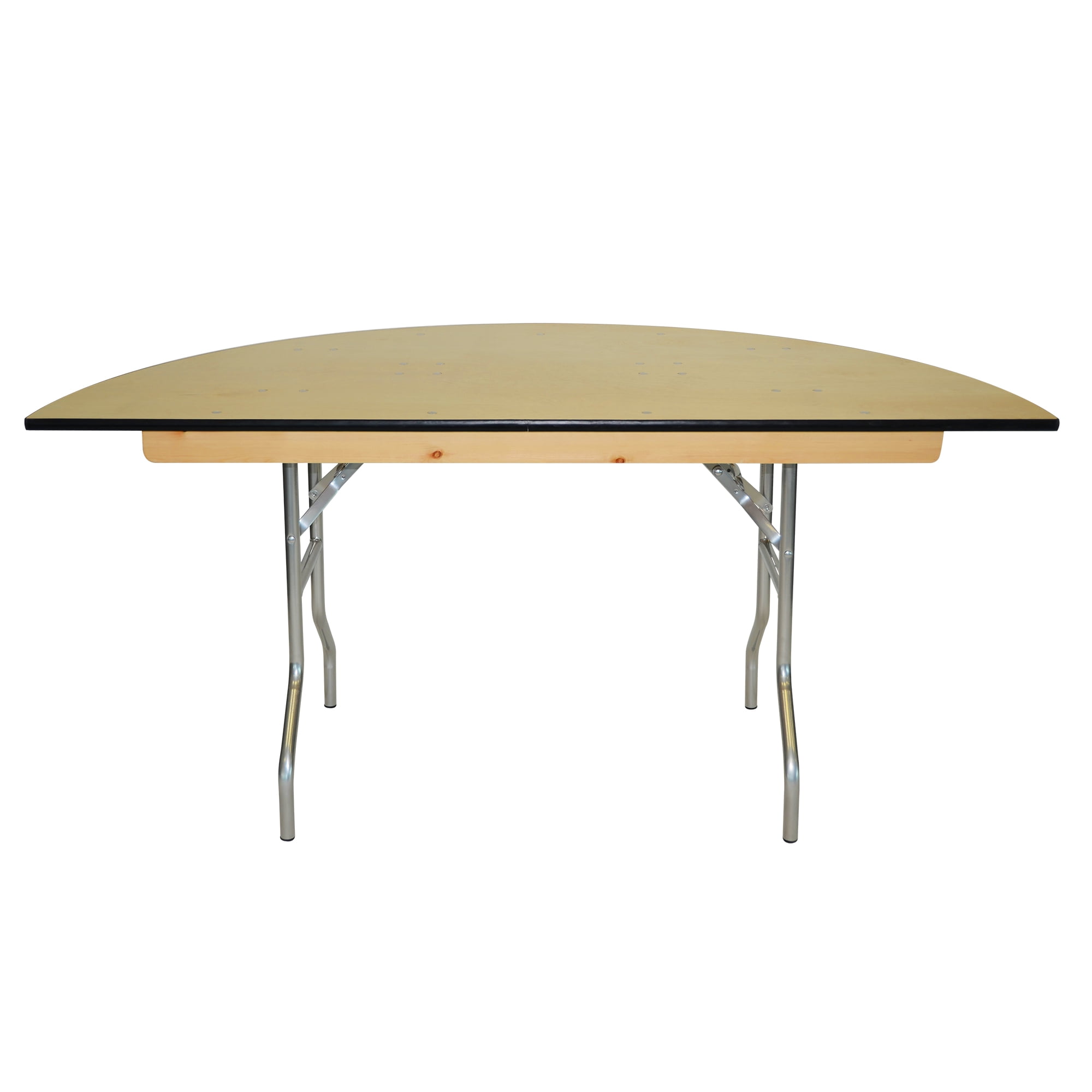 60 inch WFT Series Birch Wood Half Round Folding Table - Rubber Edge