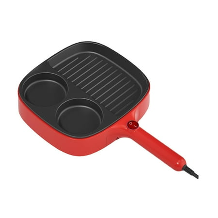 

3 in 1 Electric Omelette Pan Safe Grill Pan Skillet Egg Frying Pan Vegetable red