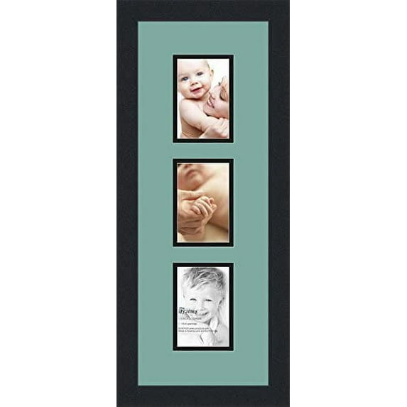 Double-Multimat-864-818/89-FRBW26079 Collage Pho Frame Double Mat With 3-3.5X5 Openings And Black Frame