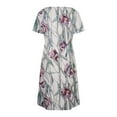 thumbnail image 5 of SMihono Robe d'Été pour Femmes Grande Taille Mode Décontractée Col en V Imprimé Ample Élastique Manches Courtes Jupe, 5 of 5