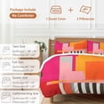 thumbnail image 6 of 3 Piece Pink Orange Duvet Cover Set California King,Microfiber Comforter/Quilt Cover with Corner Ties and 2 Pillowcases,Geometric Modern Abstract Oil Painting All Season Bedding with Zipper Closure, 6 of 8