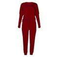 thumbnail image 4 of Fangasis Women Sleepwear Tops And Pants Loungwear Drawstring Nightwear Ladies Baggy Lounge Sets Loose Fit Fall Pajamas Wine Red M, 4 of 6