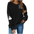 thumbnail image 2 of Jsaierl Womens Halloween Sweatshirts Spooky Pumpkin Ghost Graphic Sweatshirt Trendy Round Neck T-shirt Long Sleeve Holiday Pullover Tops Halloween Gifts, 2 of 4