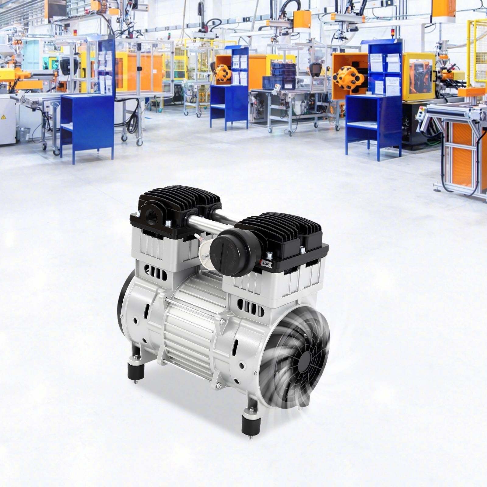 7CFM Oilless Diaphragm Vacuum Pump, 1100W Electric Compressor Head Small Air Mute Motor Count, 200L/min Oil Free Mute Vacuum Pump for Blister Molding Hydraulic Presses Food Processing Packaging