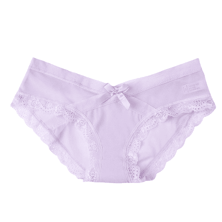 Fulorrnie Women s Low Rise Lace Bow Accent Seamless Thong Panties Cotton Lined Breathable Underwear  Light Purple  L