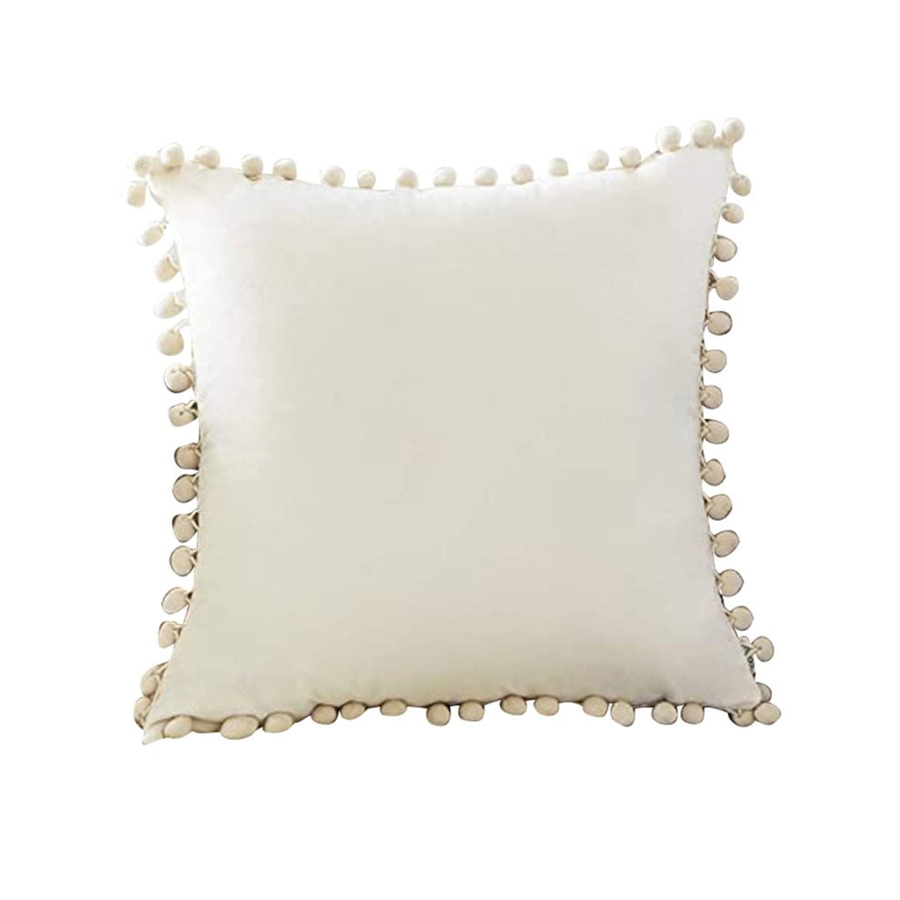 Details about   Soft Particle Velvet Cushion Covers Pom-poms Pillowcase Sofa Decor 45*45cm 