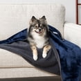 thumbnail image 2 of PetAmi Waterproof Dog Blanket For Medium Large Dogs, Pee Proof Pet Blanket for Couch Bed, Reversible Water Proof Blanket for Puppy Indoor Cat, Soft Dog Fleece Blankets Washable, 40x60 Navy/Gray, 2 of 8