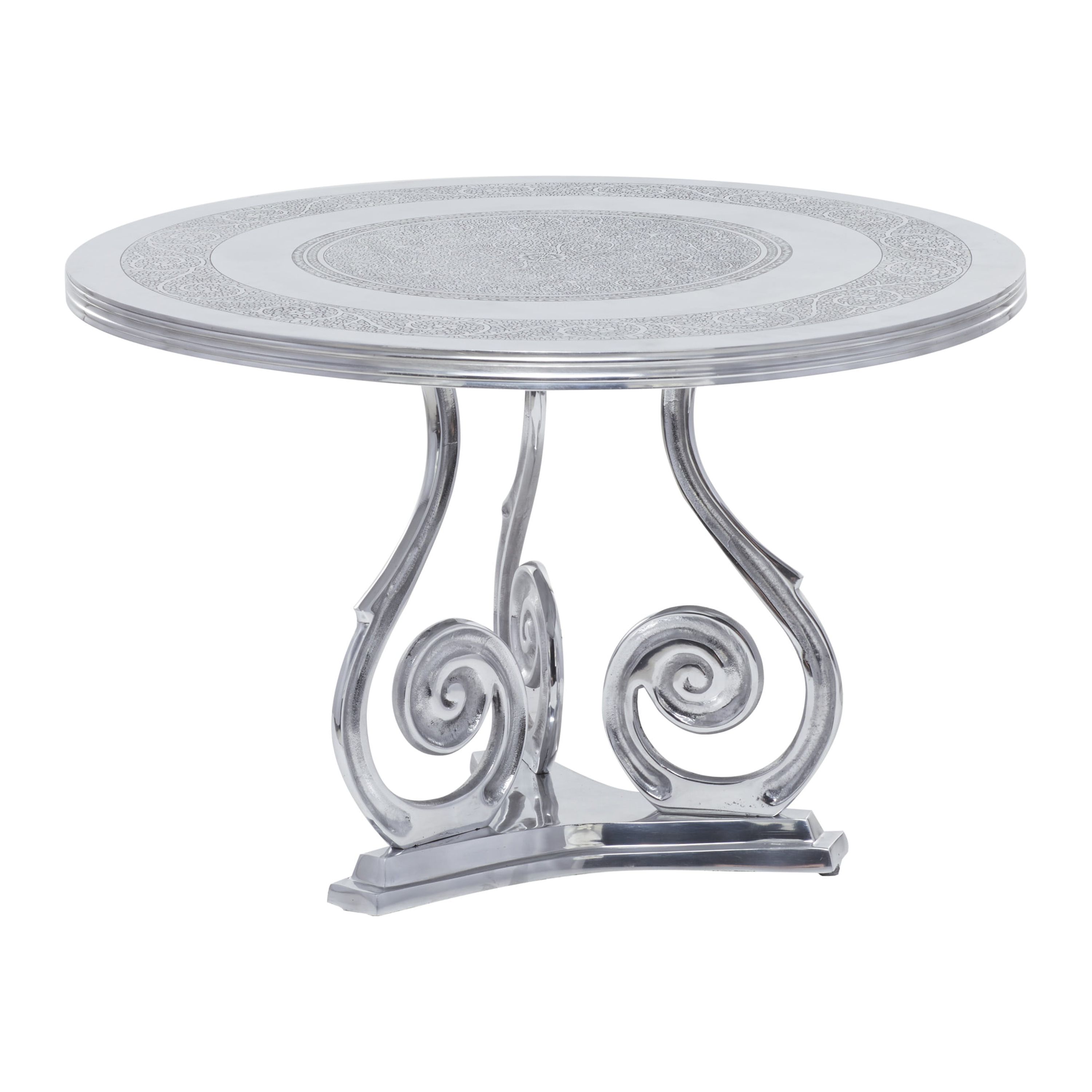 DecMode 31"W, 21"H Aluminum Traditional Coffee Table, Silver, 1-Piece