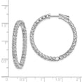 thumbnail image 2 of White Sterling Silver Earring In & Out Hoop Women'S Cubic Zirconia CZ Round Clear 32 mm 33, 2 of 2