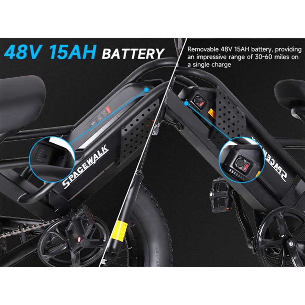 Spacewalk 16" Fat Tire Electric Bike – 750W Motor, 21.7MPH, 48V 15Ah Removable Battery, Compact Ebike for 4'10" to 5'5" Riders