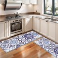 thumbnail image 3 of Kitchen Rugs Sets Of 2,Blue Ethnic Geometric Patchwork Pattern Anti Fatigue Kitchen Mat Rugs Non Slip Washable,Decorative Kitchen Floor Mats for Kitchen,Sink,Laundry,17"X47", 3 of 5