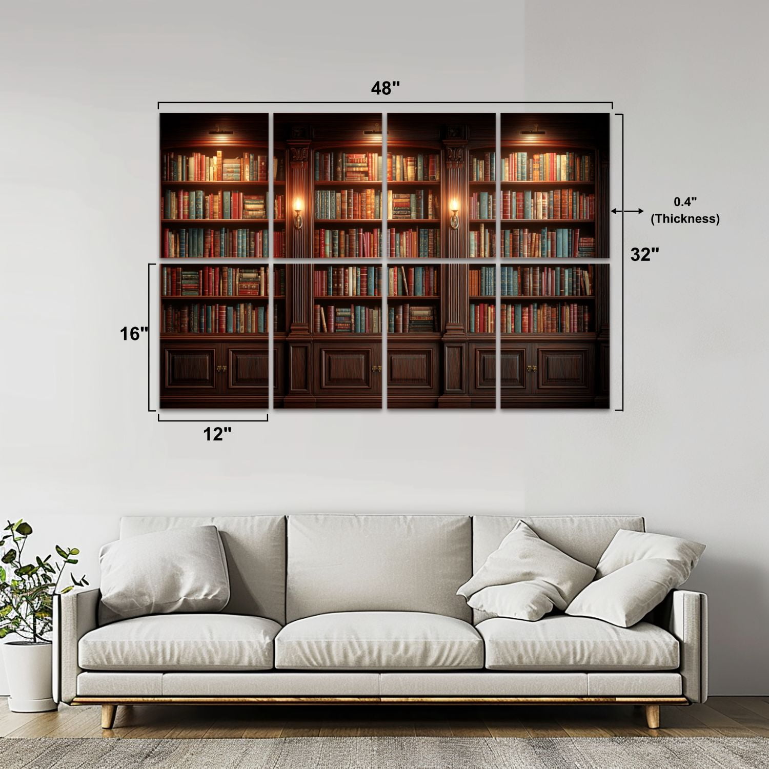 8 Pack Art Acoustic Panels Sound Absorbing Inviting Library Soft Candlelit Ambiance Decorative Soundproof Wall Panels Self Adhesive for Nursery Game Room Bedroom 48"x32"