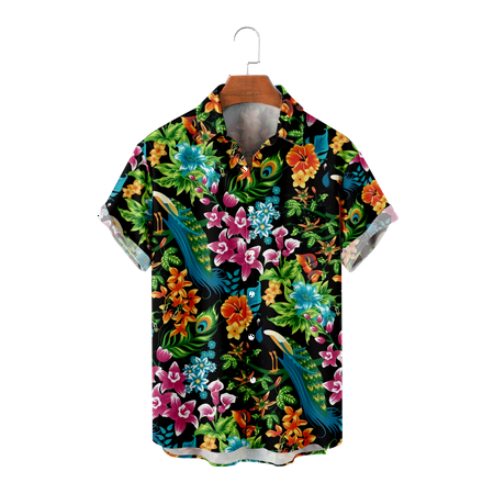 

MLFU Men Dad Hawaiian Shirts Short Sleeve Button Down Casual Printed Tees Relaxed-Fit Polo Shirts for Men Women