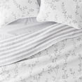 thumbnail image 3 of Noble Linens Light Gray 3 Piece Sprouting Vines Stripe Reversible Microfiber Quilt Set, Queen / Full, 3 of 8