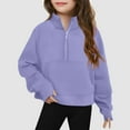 thumbnail image 2 of Teen Girl Sweatshirt Girls Oversized Sweatshirt Girls' Sweatshirts Half Zipper Pullover Crop Tops for Teen Girls Long Sleeve Sweater Thumb Hole Purple 6-7 Years, 2 of 4