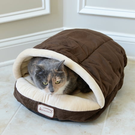 Armarkat Slipper Shape Cat Bed For Indoor Cats & Dogs, Mocha/Beige