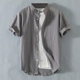 thumbnail image 2 of MIXUE Mens Casual Button Down Shirts Solid Color Lapel Summer Stank Short Sleeve Shirt Tops Outwear,Gray,XXL, 2 of 4