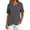 Dark Gray, variant on Summer Knitted Tops for Women Crew Neck Short Sleeve Asymmetrical Hem Button Shirts Trendy Casual Blouses