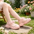 thumbnail image 6 of Xfvqtps Kids Girls Mesh Sneakers Closed Toe Cutout Breathable Hook and Loop Lace Bow Soft Sole Flats Summer Walking Shoes, 6 of 9