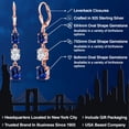 thumbnail image 2 of Gem Stone King 18K Rose Gold Plated Silver Blue Created Sapphire 3 Stone Dangle Earrings for Women (6.40 Cttw, Gemstone September Birthstone, Oval 8X6MM, 7X5MM and 6X4MM), 2 of 6