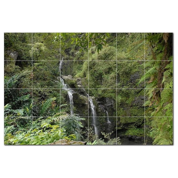 Waterfalls Photo Ceramic Tile Mural Kitchen Backsplash Bathroom Shower, 406219-M