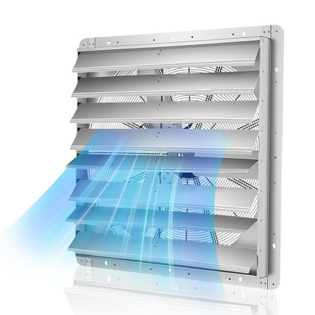 VEVOR 36 inch Shutter Exhaust Fan, Wall Mounted Attic Vent Fan with 11000 CFM Airflow, AC Motor, Heavy-duty Steel Construction, Low Noise for Shed, Garage, Greenhouse Ventilation Cooling, Silver