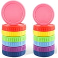 thumbnail image 1 of 14 Pack 7 Wide Mouth & 7 Regular Mouth Mason Jar Lids, Suitable for Ball, Kerr and More, with Silicone Rings, Leak proof Plastic Storage Cap, 86mm &70mm, Reusable Jar Lid Tops, Colored Caps for Mason, 1 of 7
