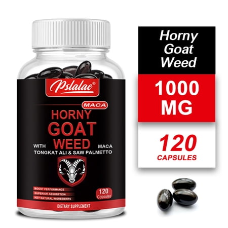 Horny Goat Weed Capsules - with Maca, Tribulus Terrestis, L-Arginine - Boosts Energy and Endurance, Increases Muscle Mass, and Promotes Men's Health - 120 Count