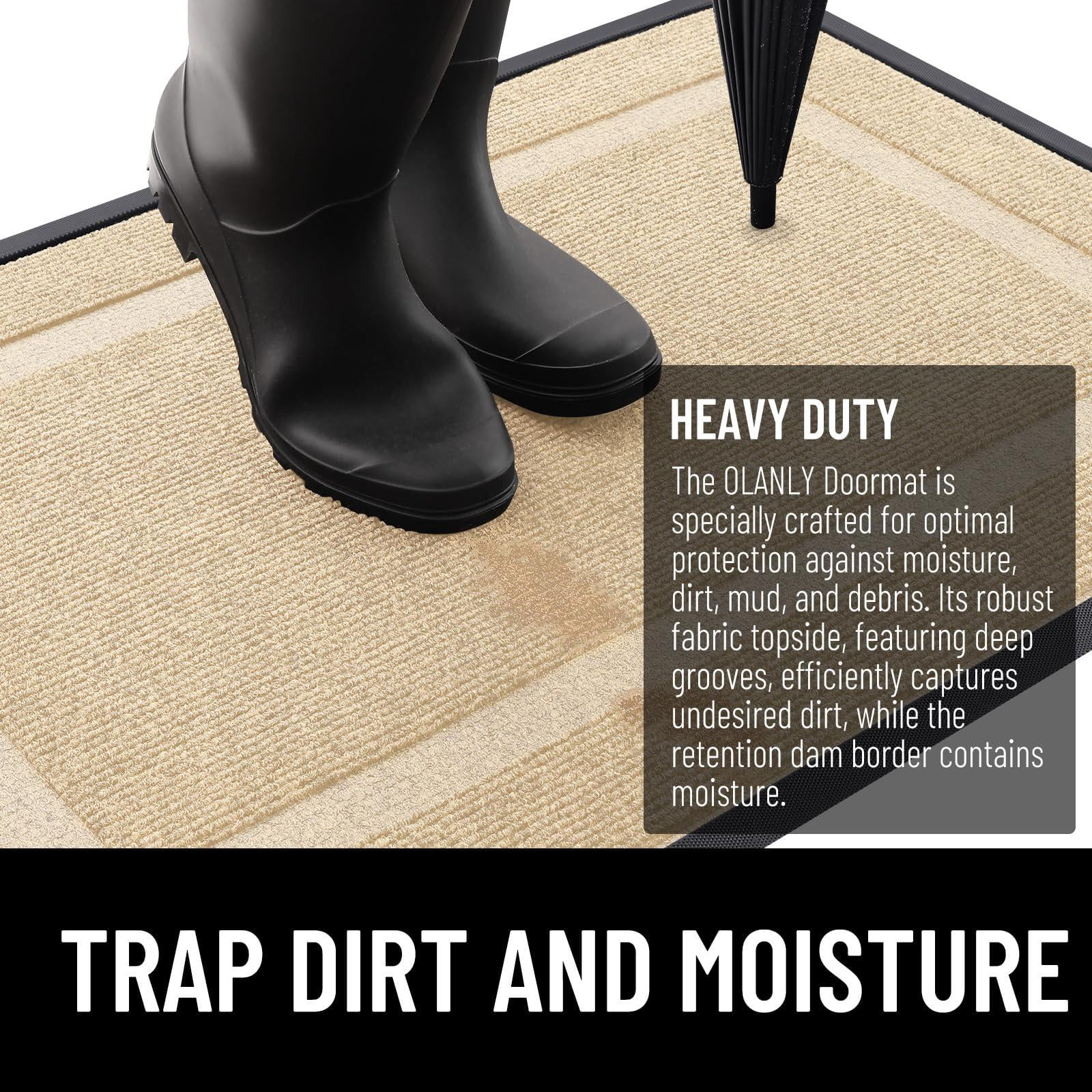 Smiry Door Mats For Inside, Low Profile Dirt Trapper Front Door Rugs, Fade Resistant Doormats For Outdoor Entrance, 36"x24", Beige