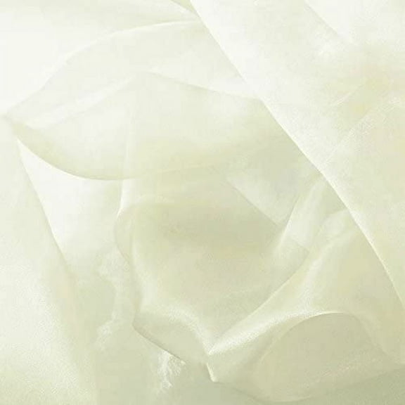 DECORATIVE SILK INC. Sparkle Crystal Sheer Organza Fabric Shiny 60" inch wide by the yard (Ivory)