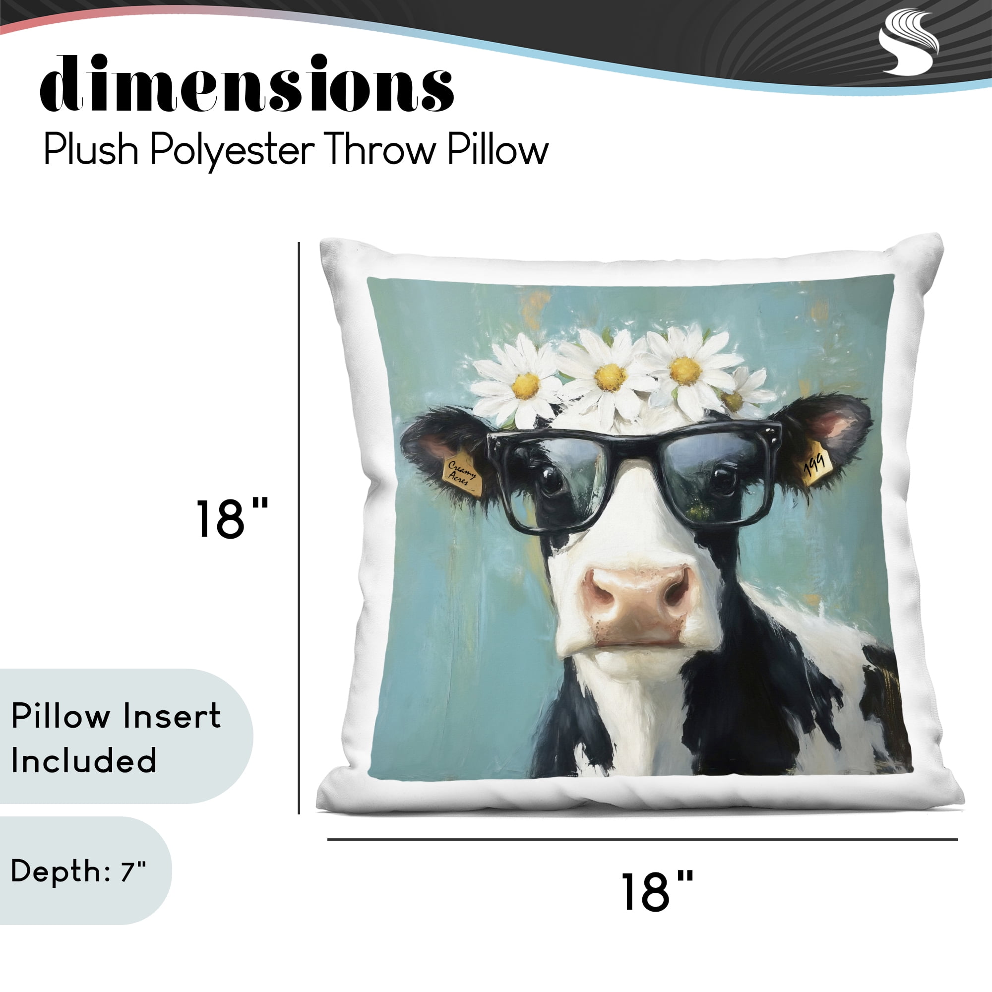 Stupell Industries Nerdy Nessie Cow Decorative Printed Throw Pillow, design by Tina LeCour
