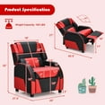 thumbnail image 2 of Gymax Gaming Recliner Sofa PU Leather Armchair for Kids Youth w/ Footrest Red, 2 of 10